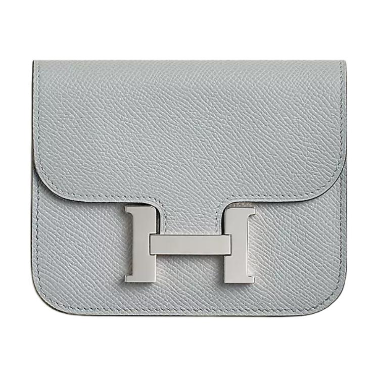 Женский кошелек Hermes Constance Slim 12 (изумрудно-синий / 8U Bleu Glacier)