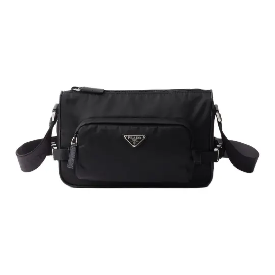 PRADA Recycled Nylon Shoulder Bag, Crossbody Bag Medium Unisex Black