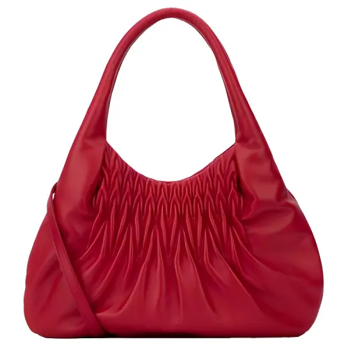 MIU MIU Pleated Leather Shoulder Bag, Crossbody Bag, Handbag Women's Red