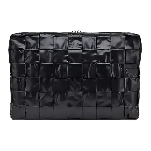 Bottega Veneta CASSETTE Cow Leather Clutch Men's Black