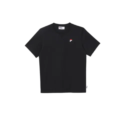 FILA T Shirts Unisex Black Crew Neck Moderate Straight Fit