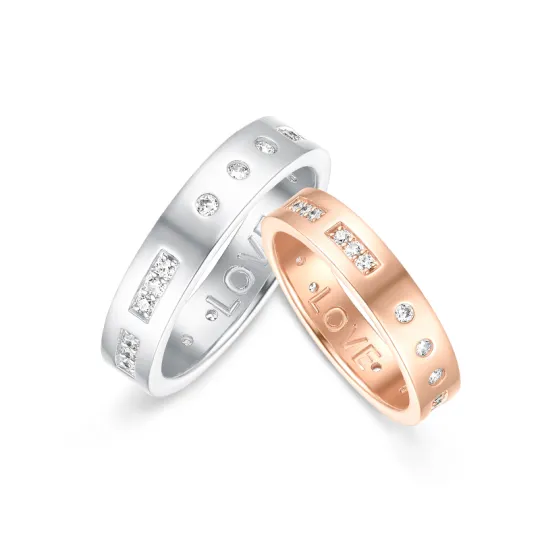 Apm Monaco MORSE CODE 925 Sterling Silver, Synthetic Cubic Zirconia Alloy Rings Unisex Silver