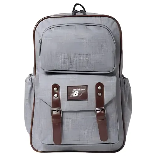 New Balance Zip Closure Fabric Backpack Handbag Backpack Unisex Gray