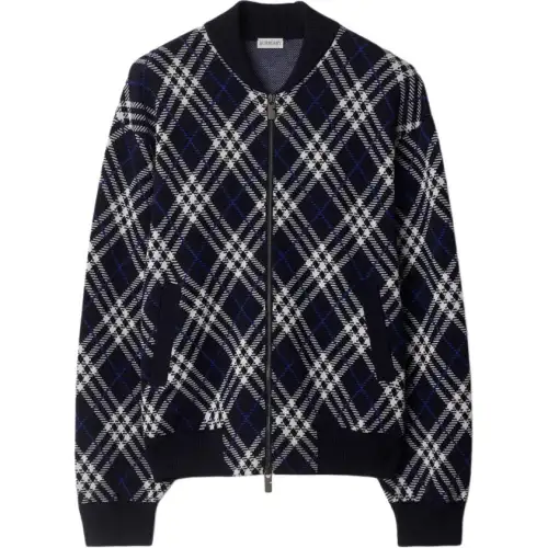 Burberry Checked Zip up Sweatshirt