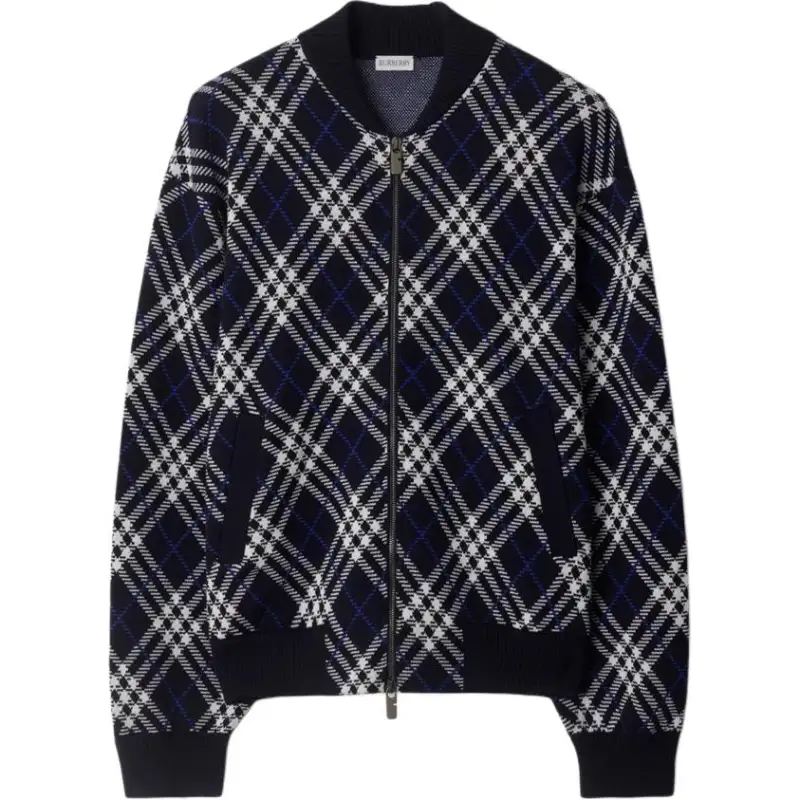 Burberry Checked Zip up Sweatshirt