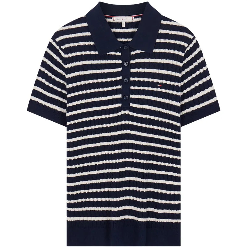 Tommy Hilfiger cable-knit polo top
