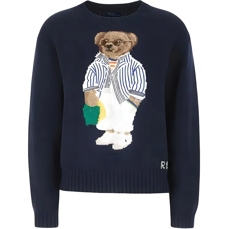 Polo Ralph Lauren Polo Bear Knitwear Loose Fit Women's Hunter Marine Blue Multicolor