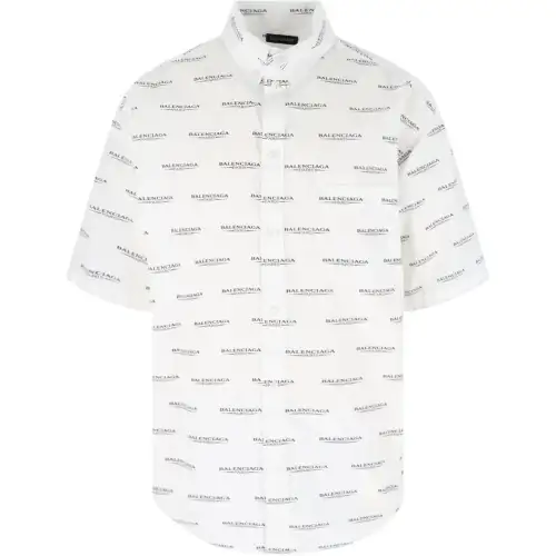 Balenciaga Allover Logo Printed Short Sleeved Shirt