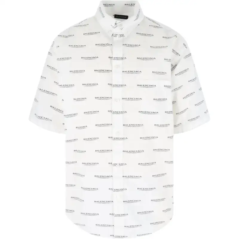 Balenciaga Allover Logo Printed Short Sleeved Shirt