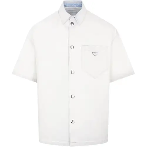 PRADA Shirts Men's White Lapel Moderate Shirt