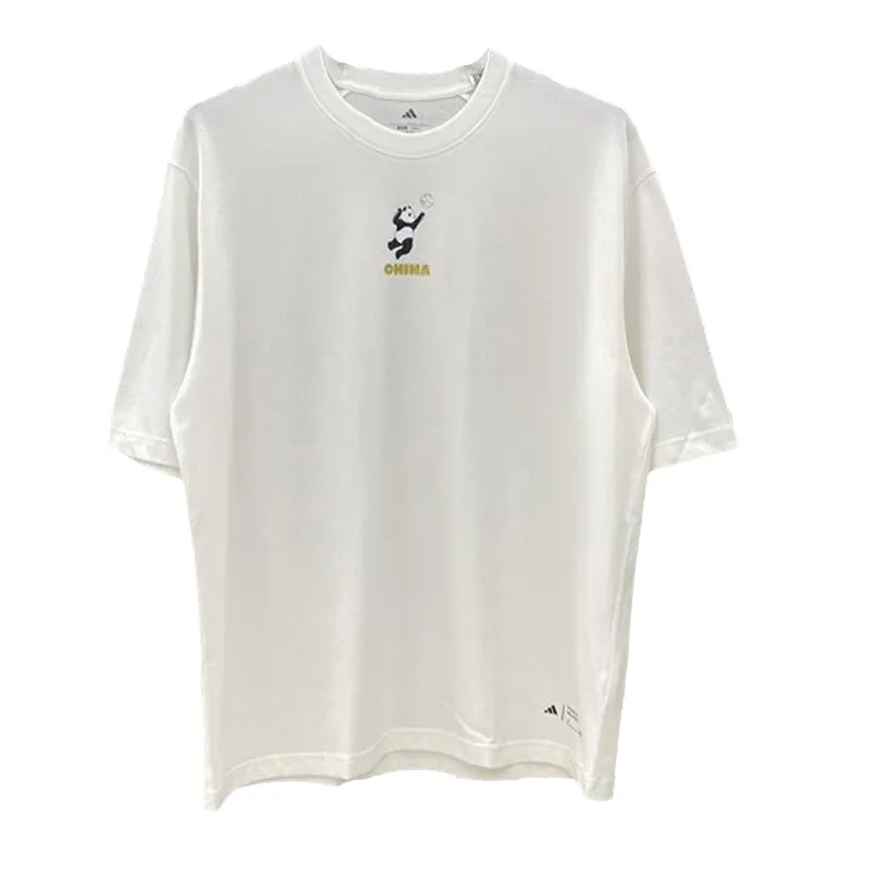 Adidas T-Shirts Men's White Crew Neck Moderate Straight Fit