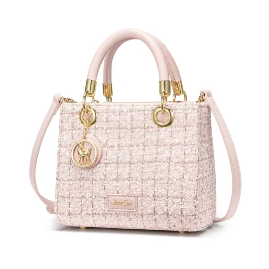JUST STAR Woolen Tote Shoulder Bag, Crossbody Bag, Handbag Regular Women's Black/White/Pink