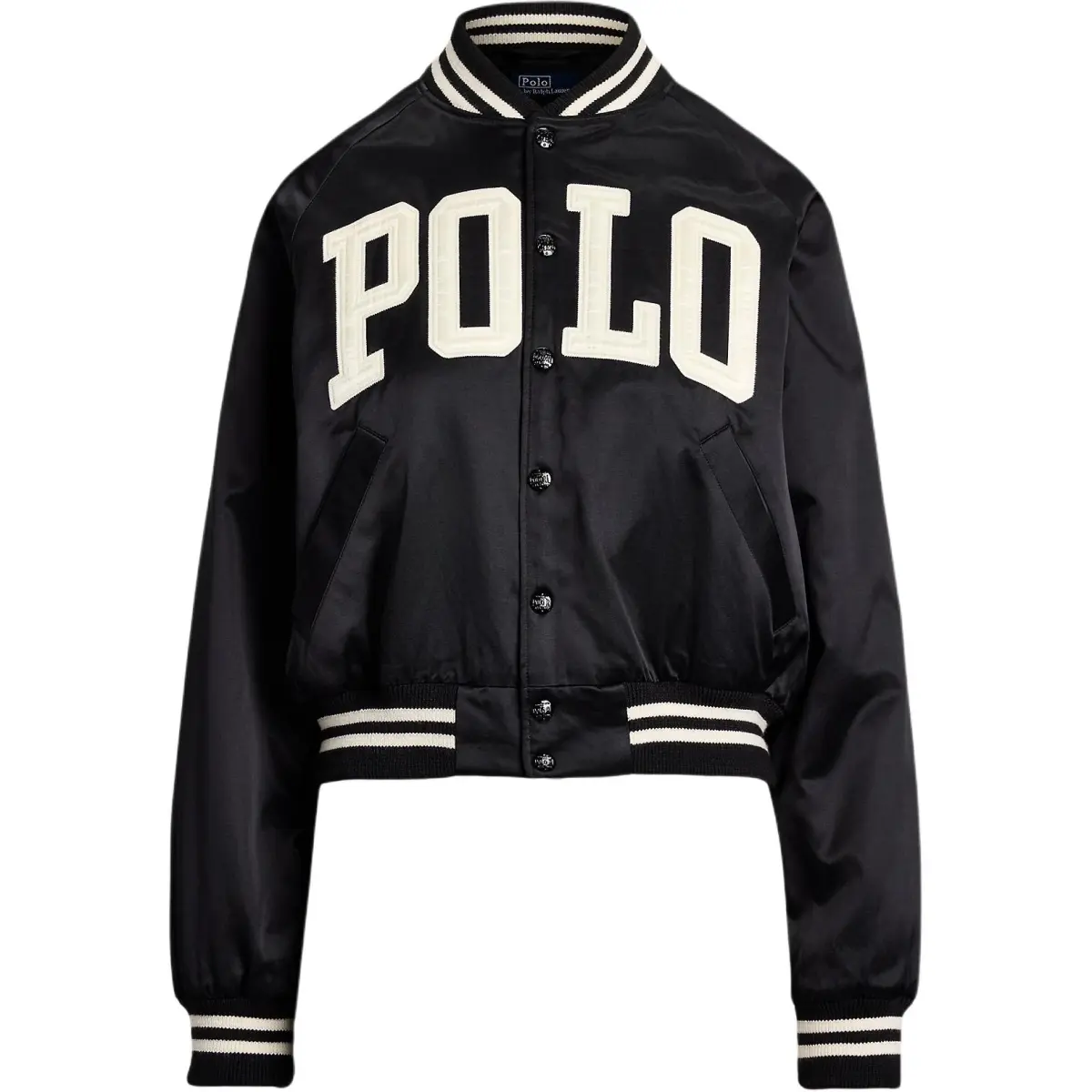 Polo Ralph Lauren Logo Satin Buttoned Bomber Jacket