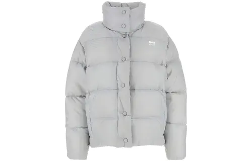 MIU MIU Jackets Women's Gray Stand Collar Thickened Other