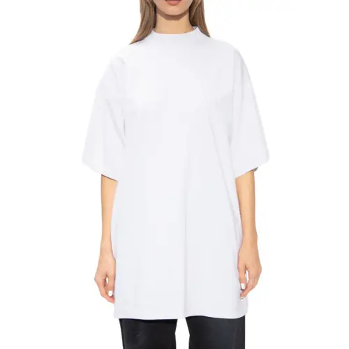 Balenciaga SS23 Drop Shoulder Sleeve T Shirt Women's White Loose Fit
