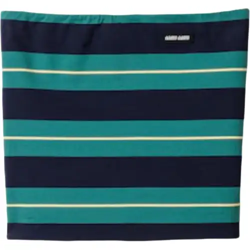 MIU MIU Miu Miu SS25 Summer Series Striped Pattern Logo Patch Straight Tube Top Women's Blue Green