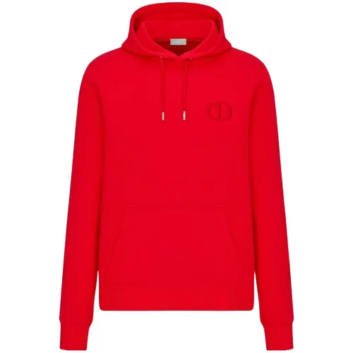 DIOR Sweatshirts Men's Red Hooded Moderate Regular