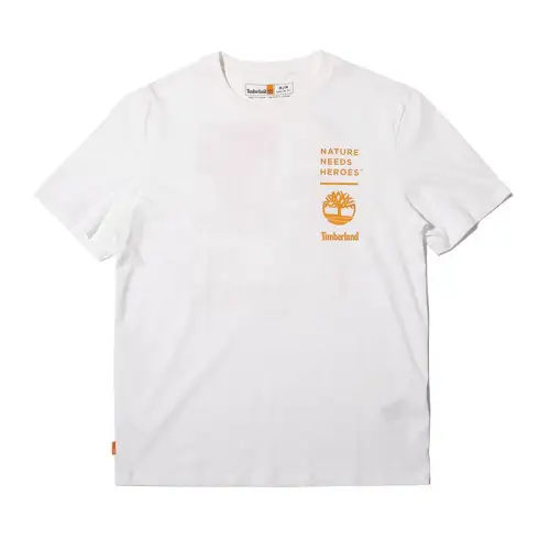 Timberland T Shirts Men's White Crew Neck Moderate