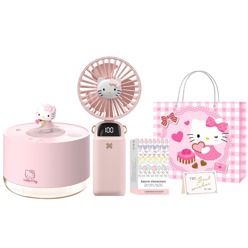 Sanrio Sanrio, hello kitty, folding humidifier, cartoon cute air fan, small handheld high quality gift box, set, J03-520