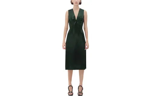 Bottega Veneta V Neck Satin Dress