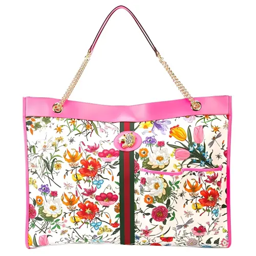 GUCCI Rajah Canvas With Leather Combo Bag, Tote Bag, Shopping Bag, Shoulder Bag, Handbag Women's Multicolor