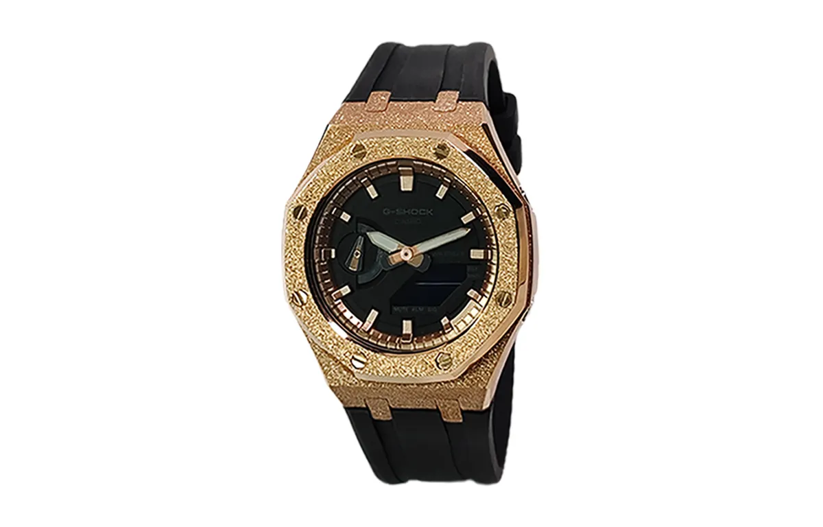 CASIO Custom Collection Quartz Movement Fluoroelastomer Strap Watch Men's Watches Black Dial