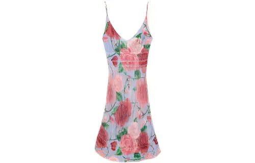 LOEWE Slip Dresses Women's Pink V Neck Thin Short