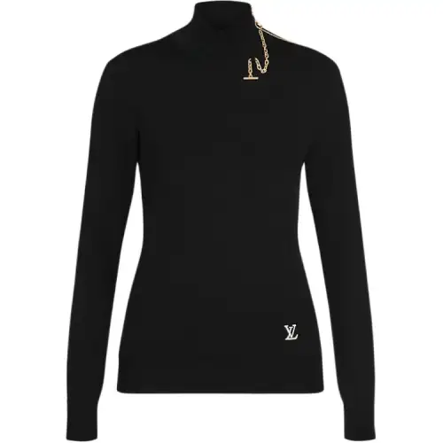 Lv Shoulder Detail Turtleneck Sweater