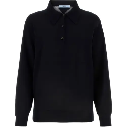 Prada Long Sleeved Knitted Polo Shirt