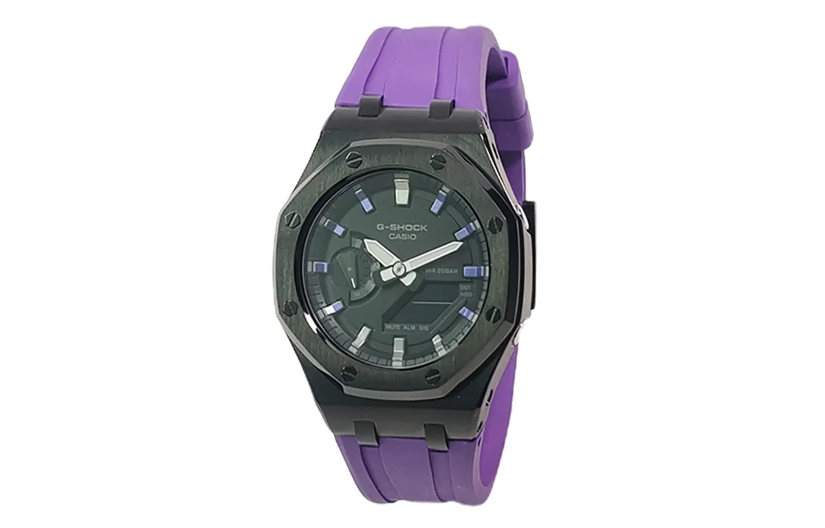 CASIO Custom Collection Quartz Movement Fluoroelastomer Strap Watch Men's Watches Black Dial