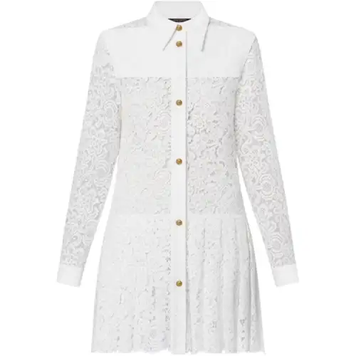 LOUIS VUITTON New Quarterly Products Of LV Long Sleeved Dresses Women's White Stand Collar Moderate