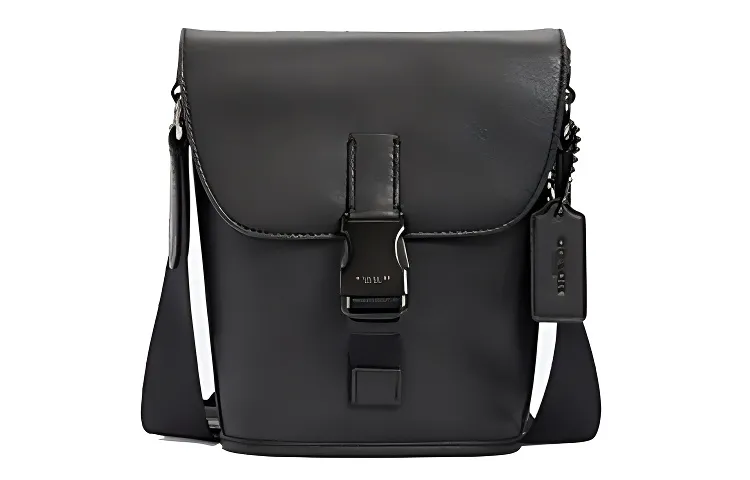 COACH Track Calfskin Shoulder Bag, Crossbody Bag Mini Men's Black