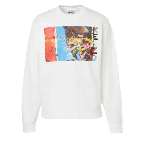 KENZO Sweatshirts Men's White Crew Neck Moderate