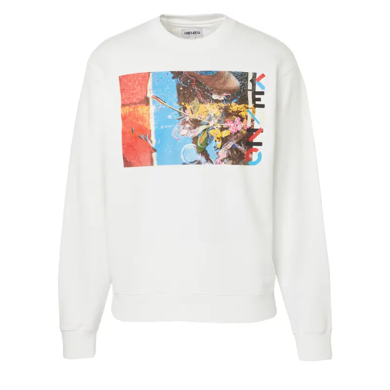 KENZO Sweatshirts Men's White Crew Neck Moderate