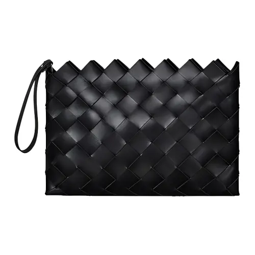 Bottega Veneta Sheepskin With Calfskin Clutch Women's Black