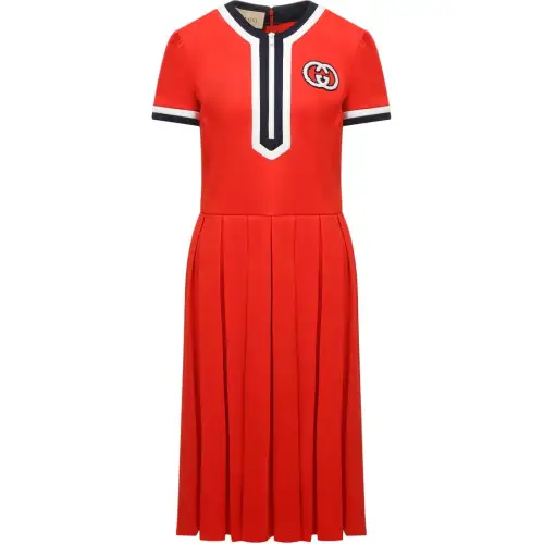 GUCCI Short Sleeved Dress Women's Red
