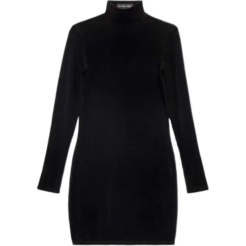 Balenciaga Embellished Logo High Neck Mini Dress