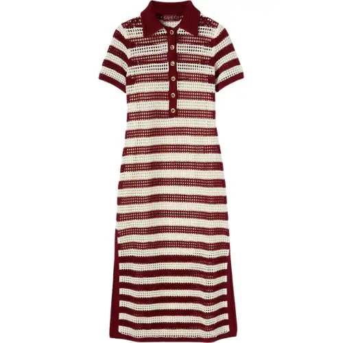 GUCCI Striped Cotton Cable Knit Dress