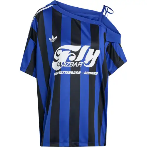 Adidas Originals Off SHOULDER JERSEY Soccer Jersey Women's Semi Fluorescent Blue/Black