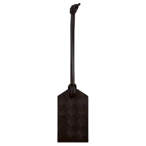 Bottega Veneta Calfskin Label Holder Bag Accessory Unisex Dark Brown
