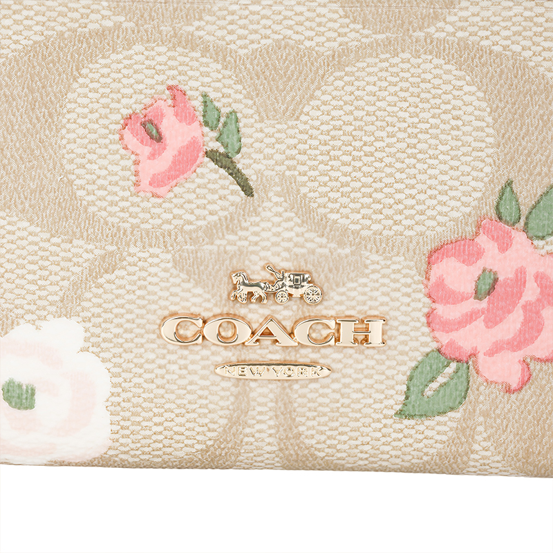 Женский кошелек COACH Skinny Id Case (бежево-розовый) — фото 5