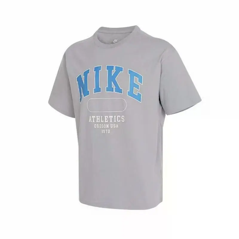 Nike T-Shirts Men's Gray Crew Neck Moderate Straight Fit