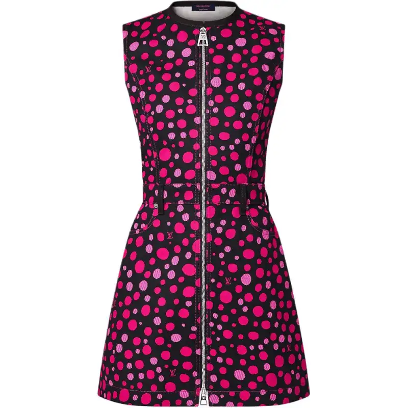 LOUIS VUITTON x Yayoi Kusama Sleeveless Dress Women's Black Pink