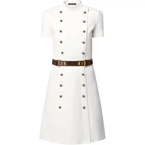 LOUIS VUITTON SS25 Short Sleeved Dress Women's Ecru