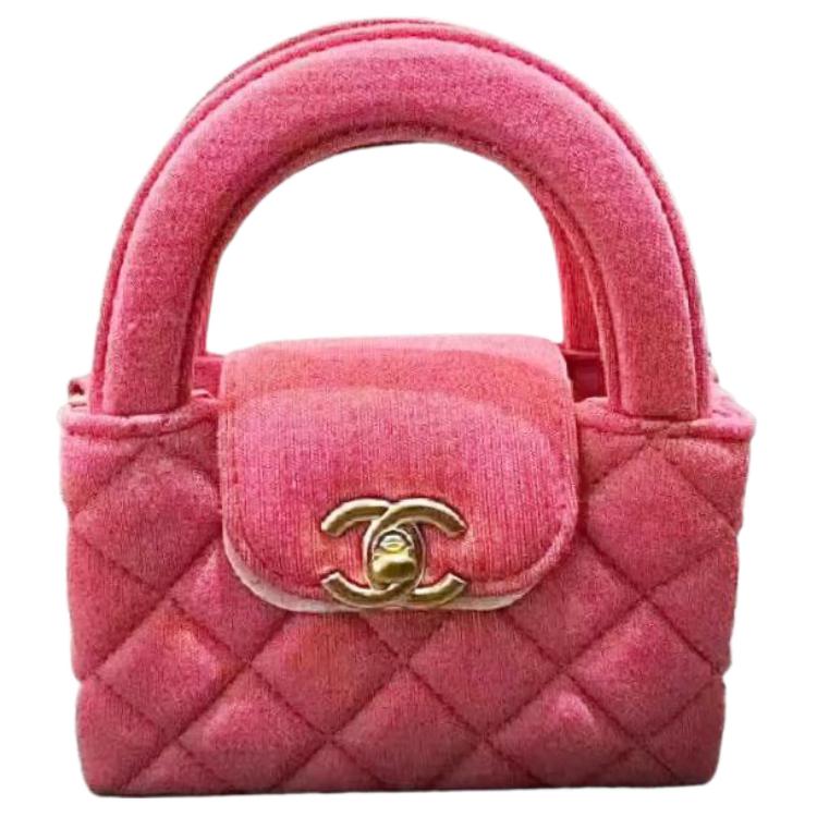 CHANEL Chanel, handle with diamond pattern, small clutch bag, small fuchsia one-shoulder bag