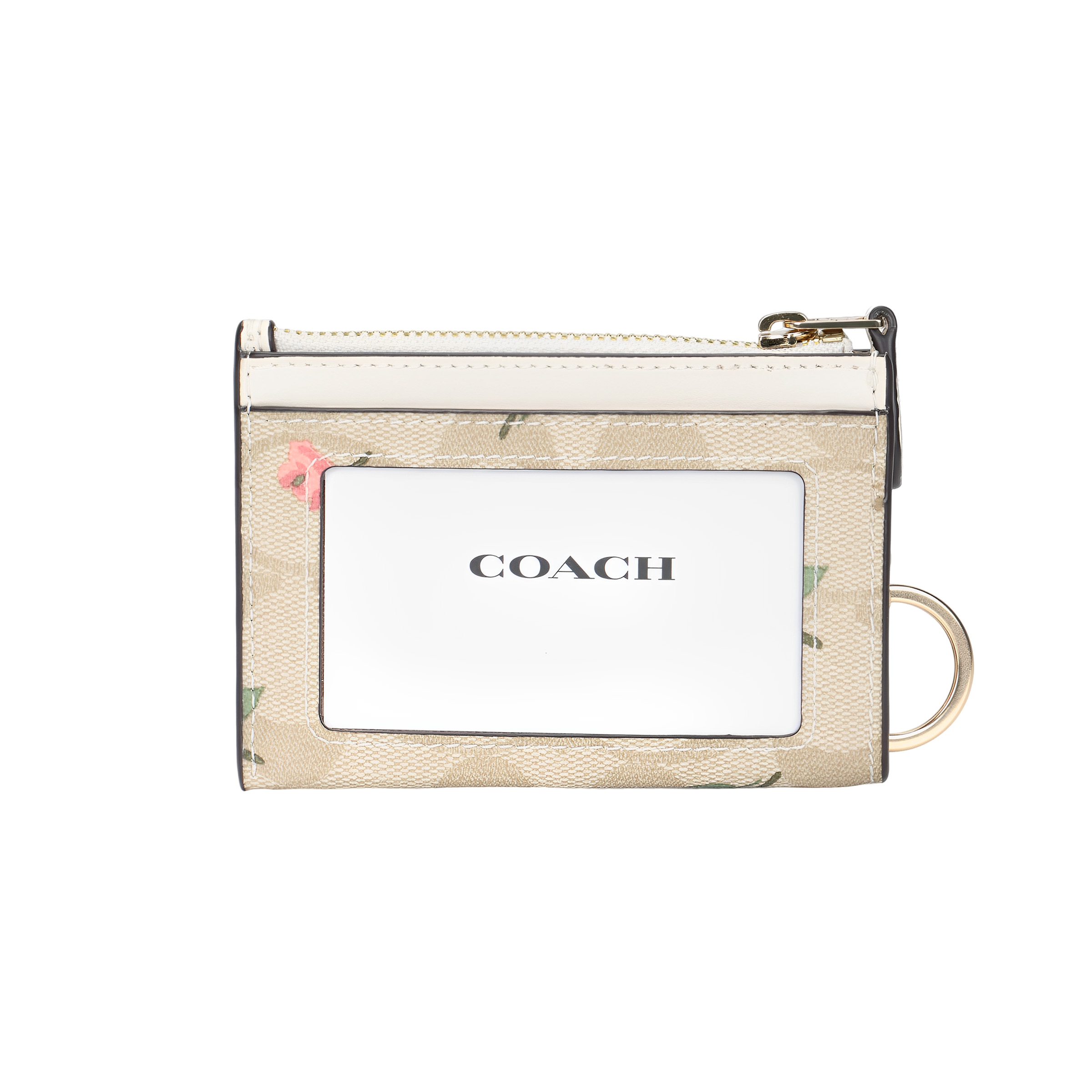 Женский кошелек COACH Skinny Id Case (бежево-розовый) — фото 3