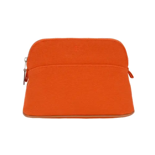 HERMES Bolide Canvas Storage Bag Women's Orange