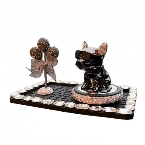 Tomato planet Diamond-encrusted French Bulldog Car Solid Balm Car Perfume Aromatherapy Universal