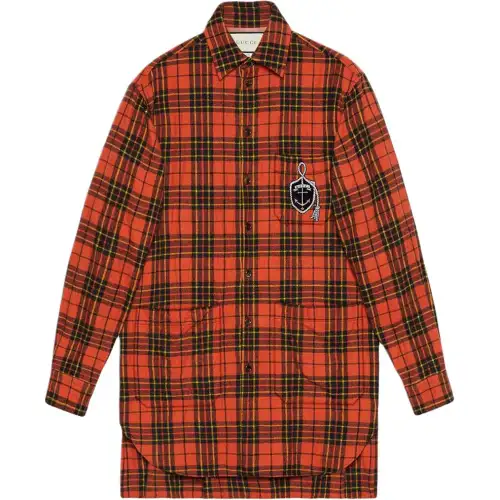 GUCCI Anchor Oversize Check Wool Shirt