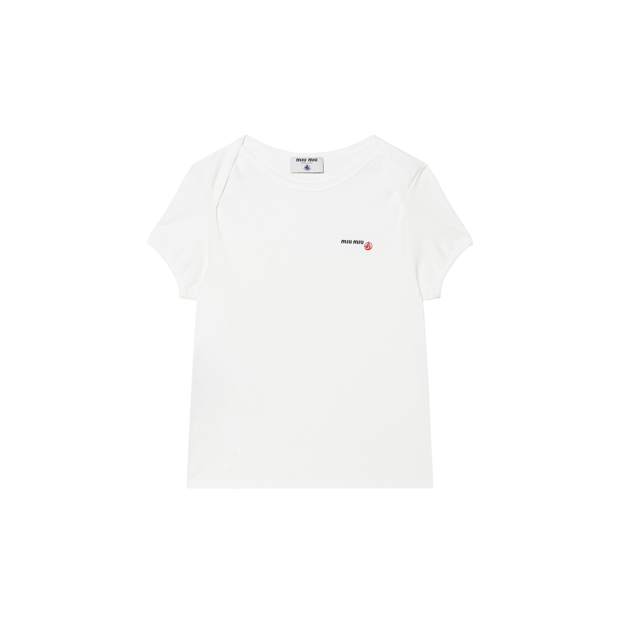 Женская футболка MIU MIU x PETIT BATEAU SS25 (белая)